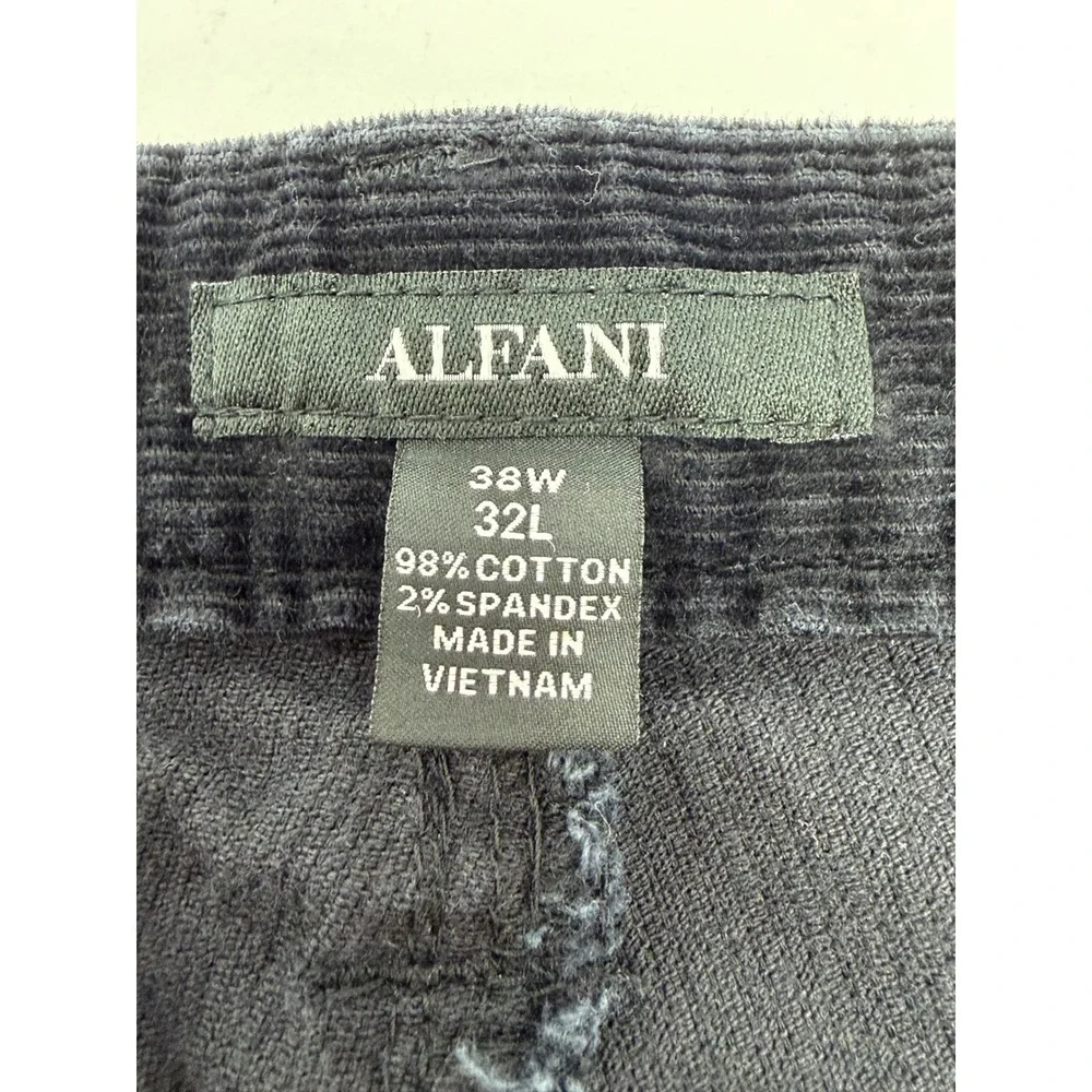 Alfani Men's Black Corduroy Pants 38x31 Slim Straight Stretch 5-Pocket FA22‎